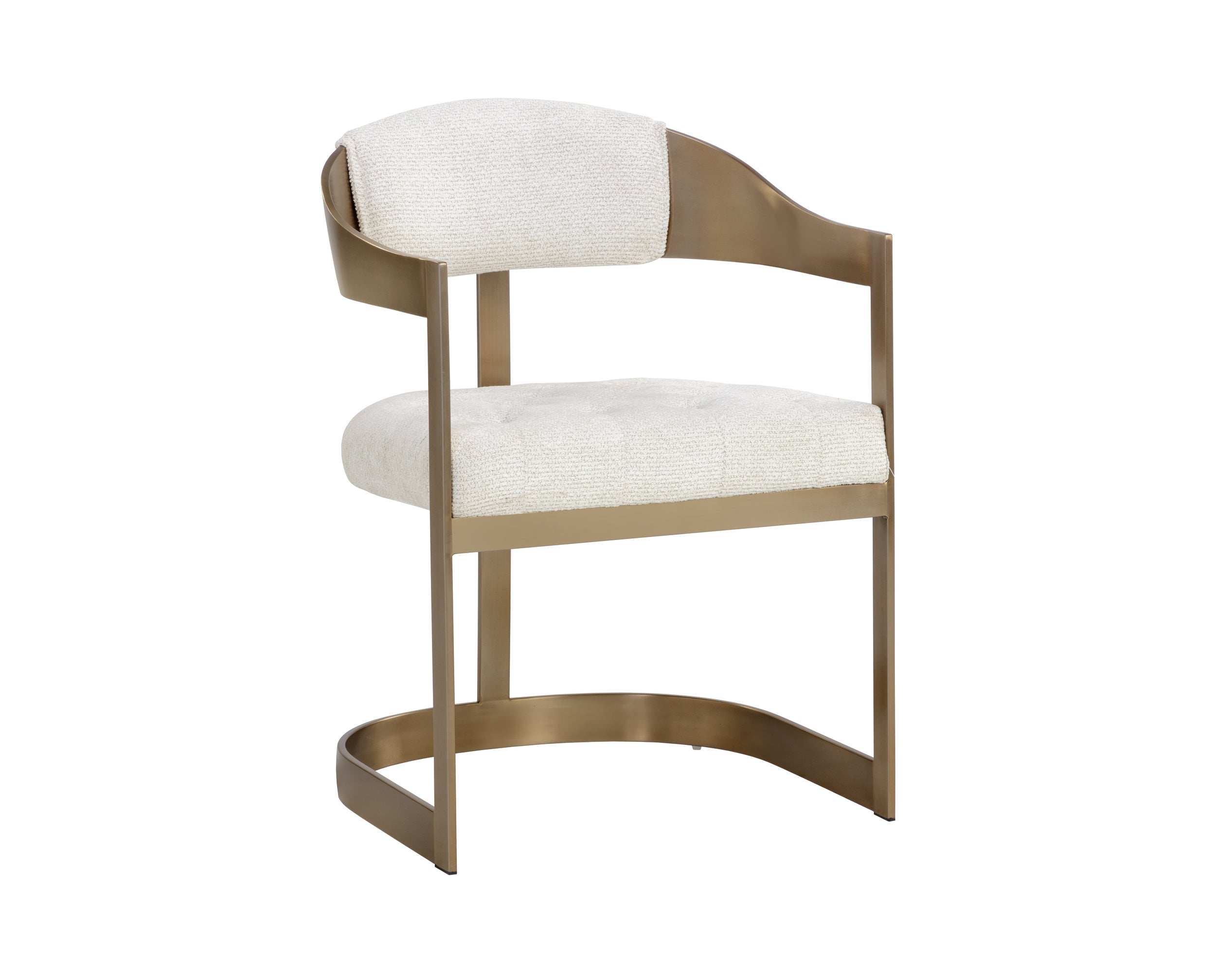 Beaumont Dining Armchair - Antique Brass  Rhea Light Barley