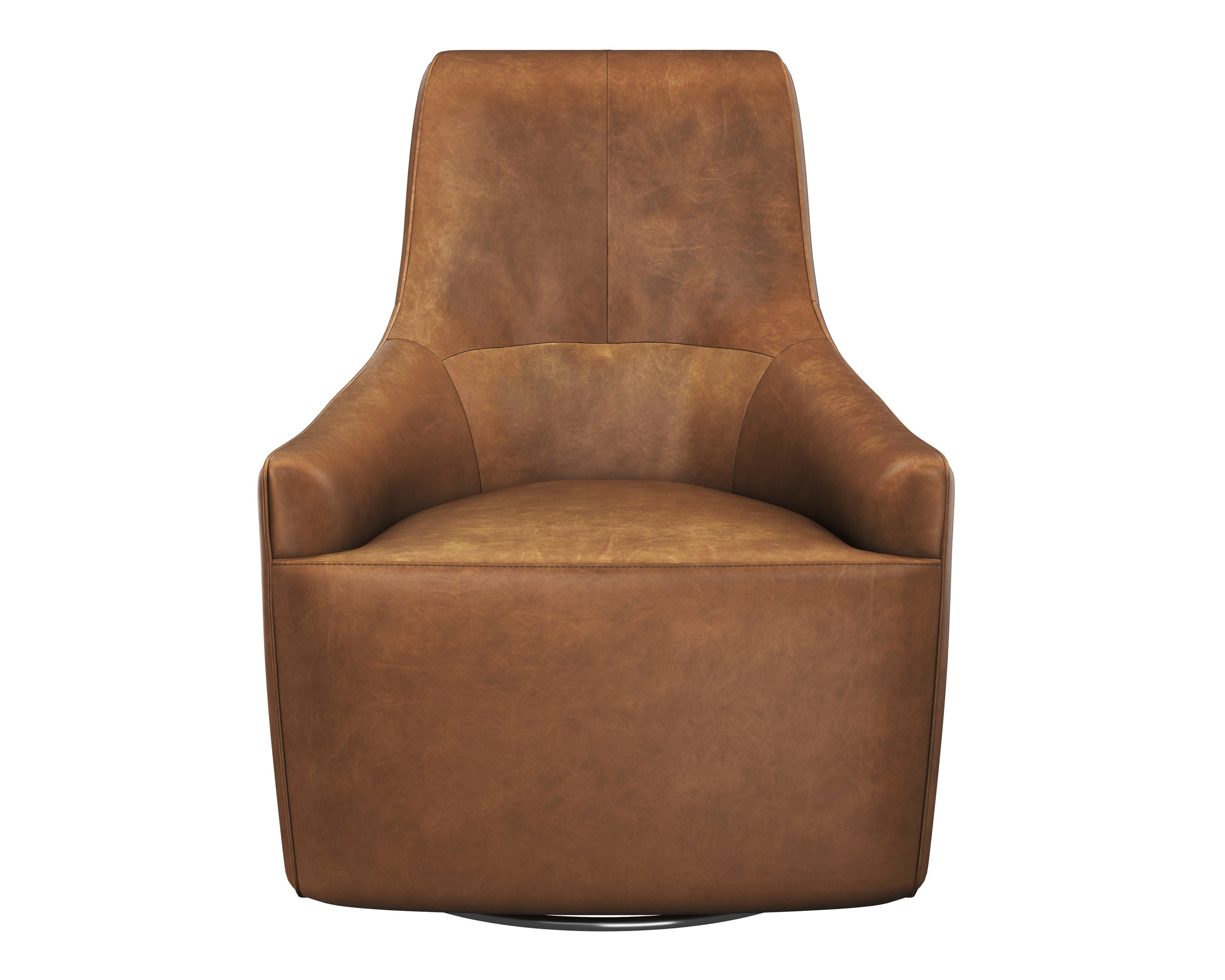 Carmine Swivel Lounge Chair - Cognac Leather