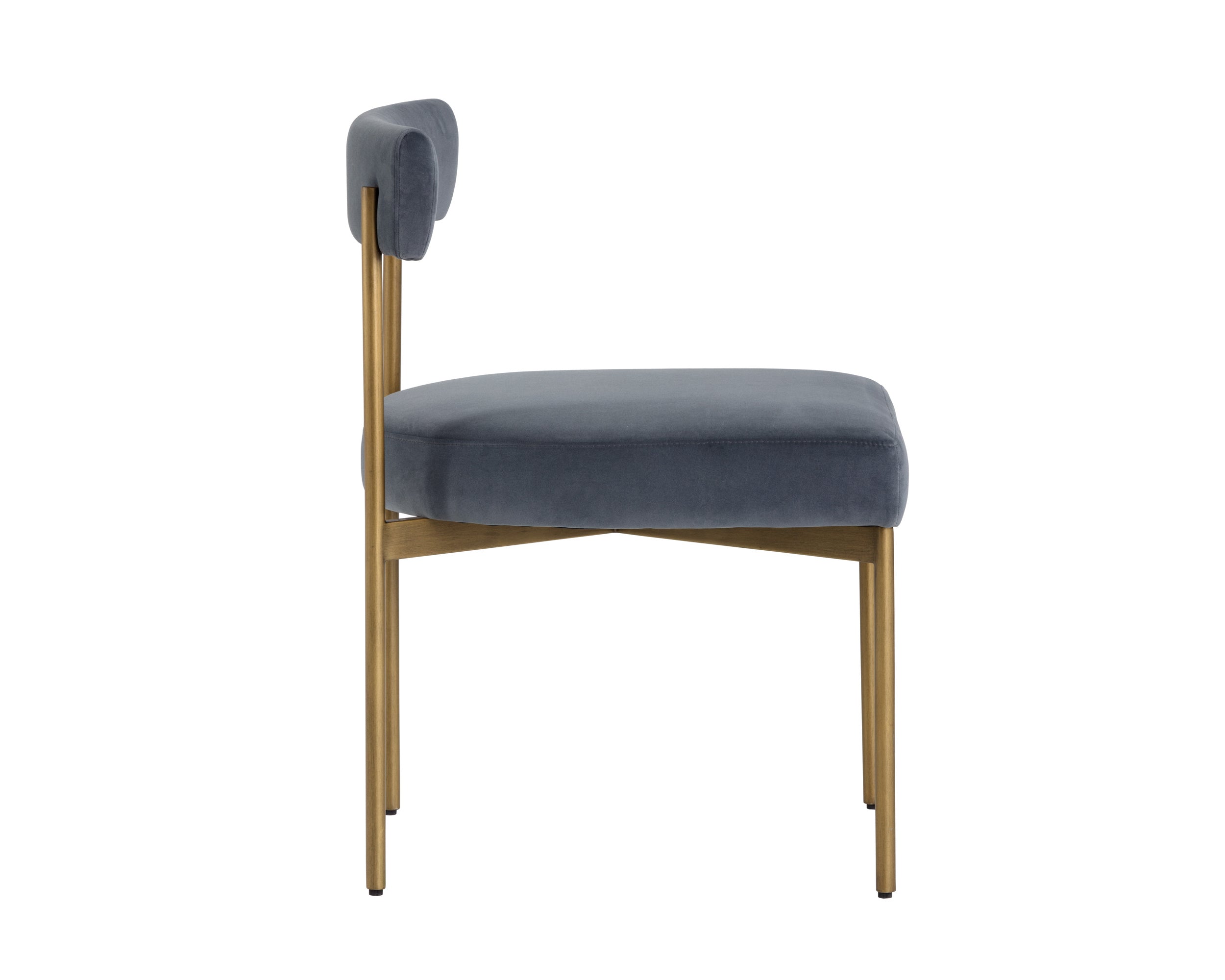 Seneca Dining Chair - Antique Brass  Velvet Slate