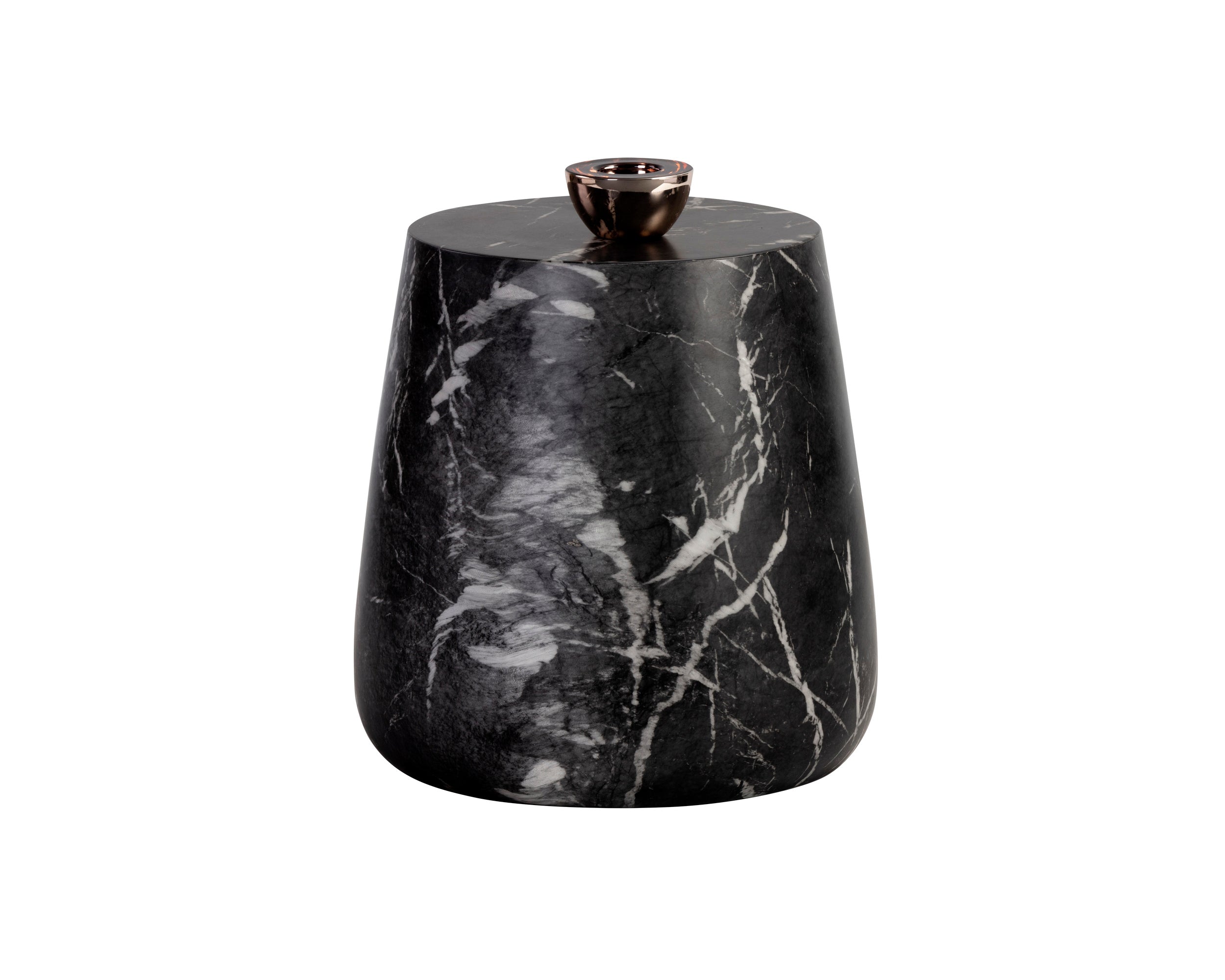 Aries End Table - Marble Look  Black