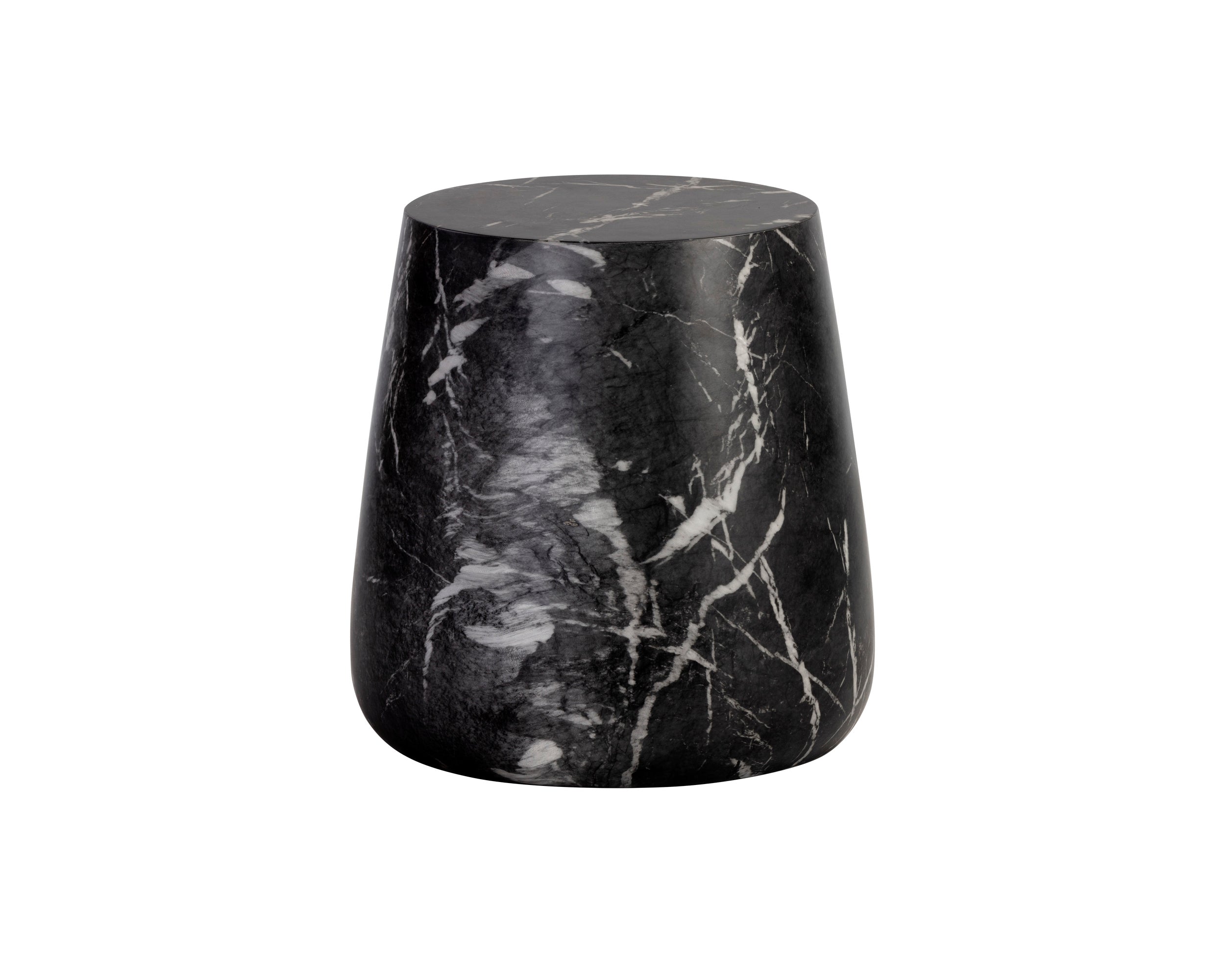 Aries End Table - Marble Look  Black