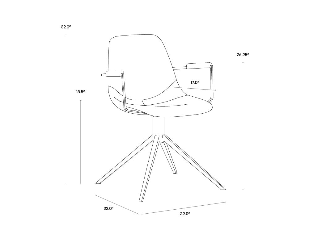 Cassius Swivel Dining Armchair - Dillon Cream