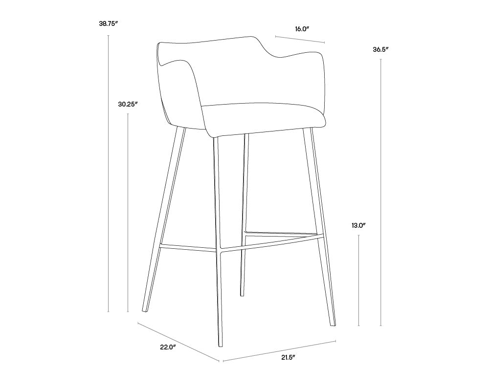 Griffin Barstool - November Grey / Bravo Cognac