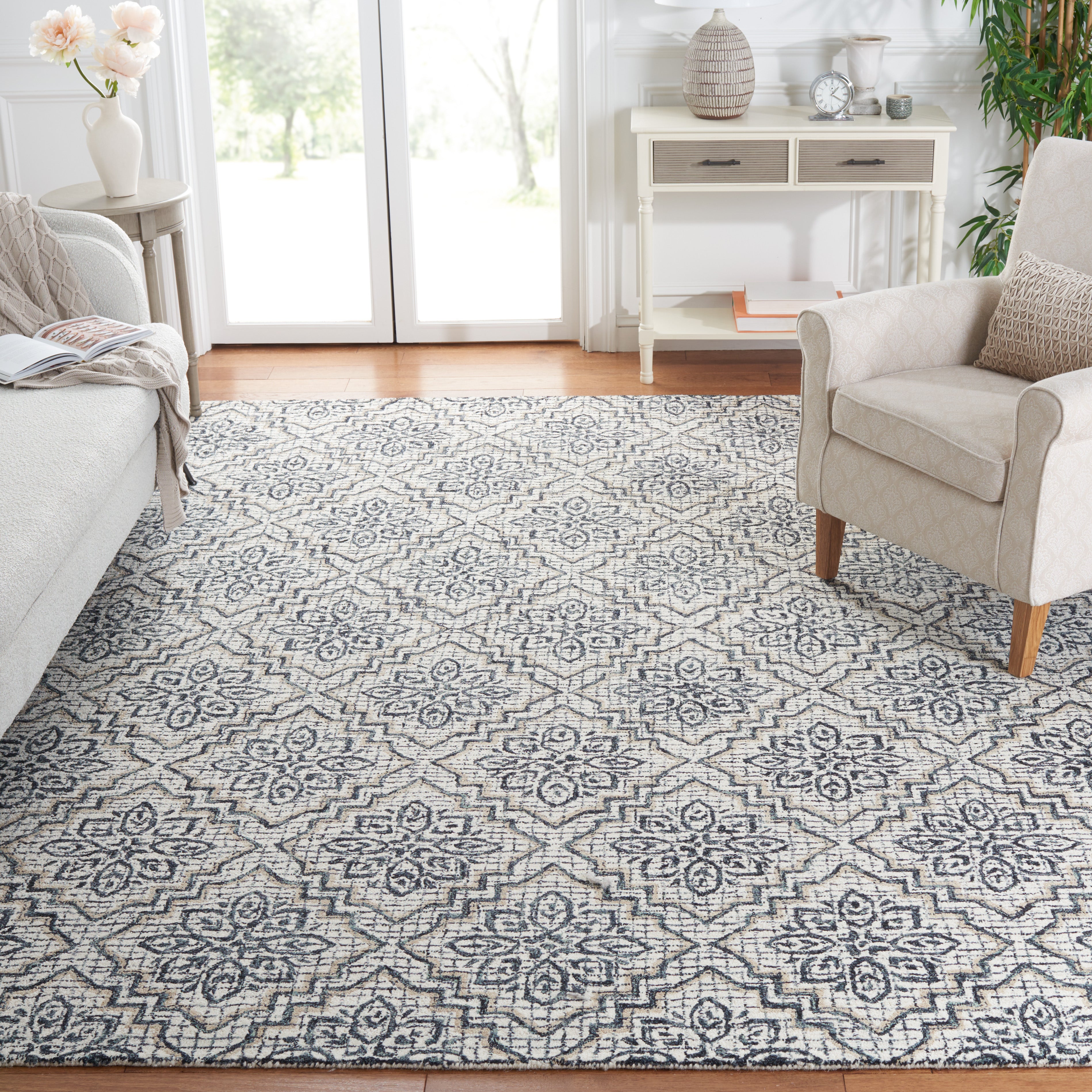 Safavieh Abstract 201 Rug, ABT201 - Ivory / Navy