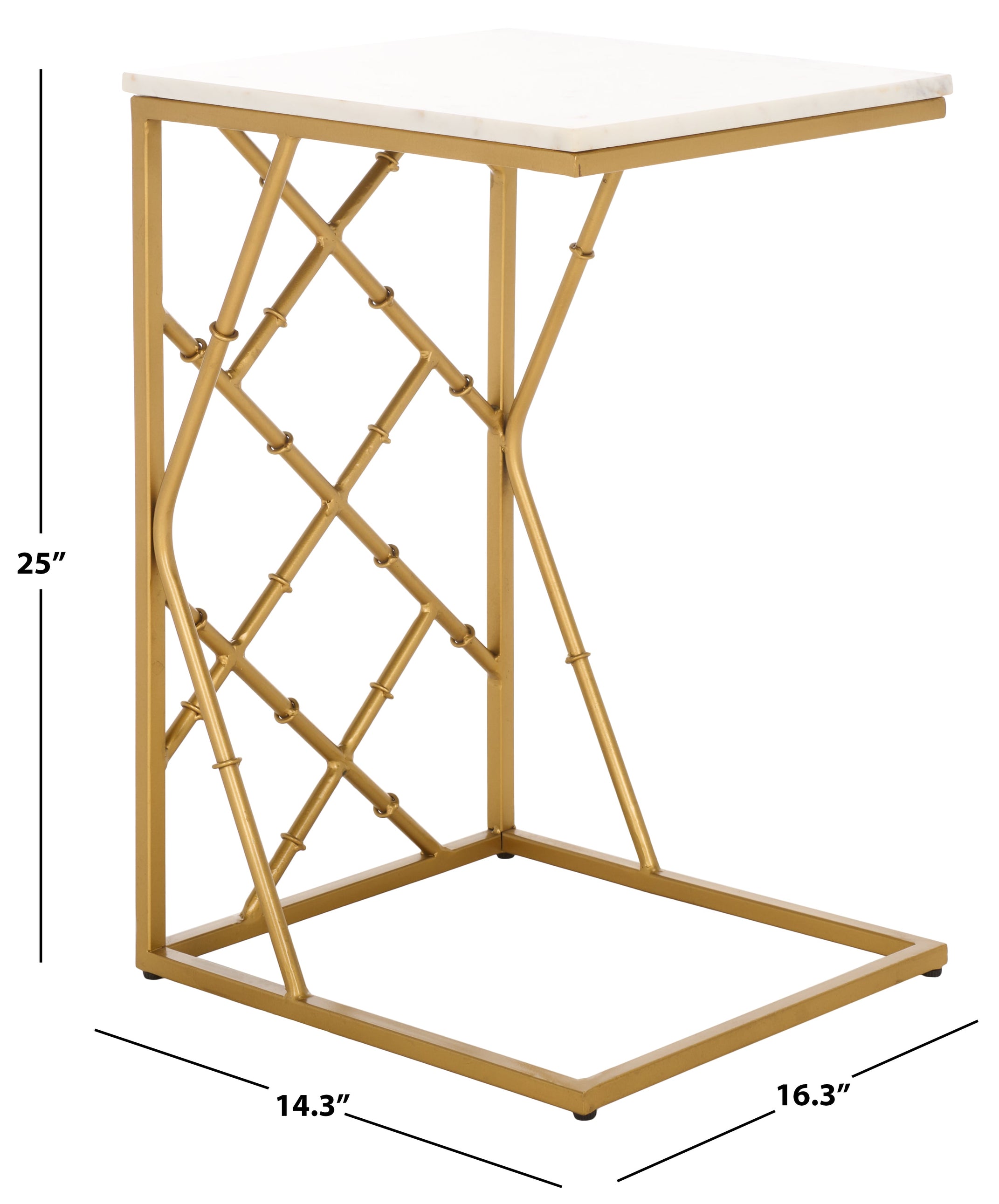 Safavieh Keston Marble C-Table, ACC3710 - White Marble Top / Gold Legs