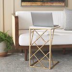 Safavieh Keston Marble C-Table, ACC3710 - White Marble Top / Gold Legs