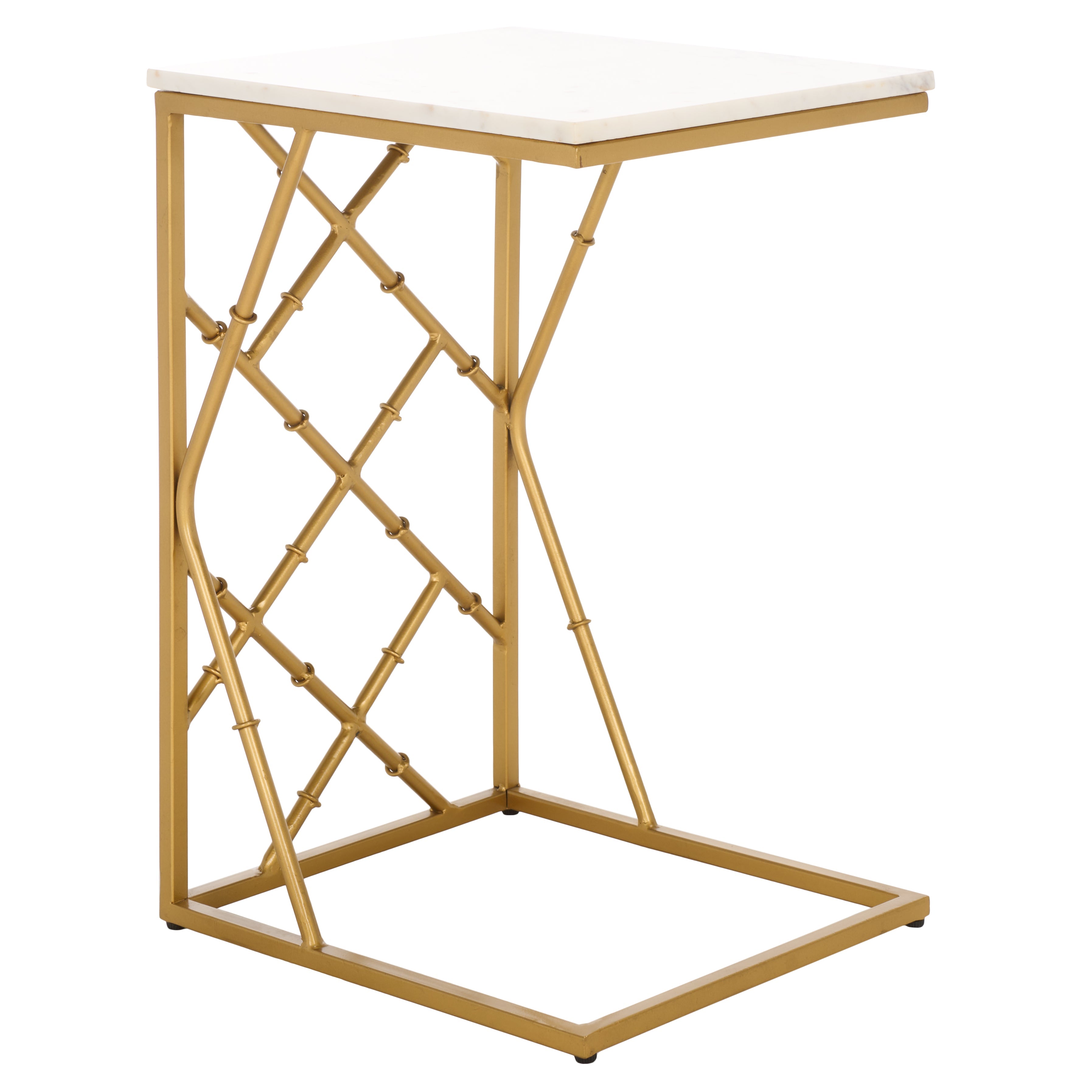 Safavieh Keston Marble C-Table, ACC3710 - White Marble Top / Gold Legs