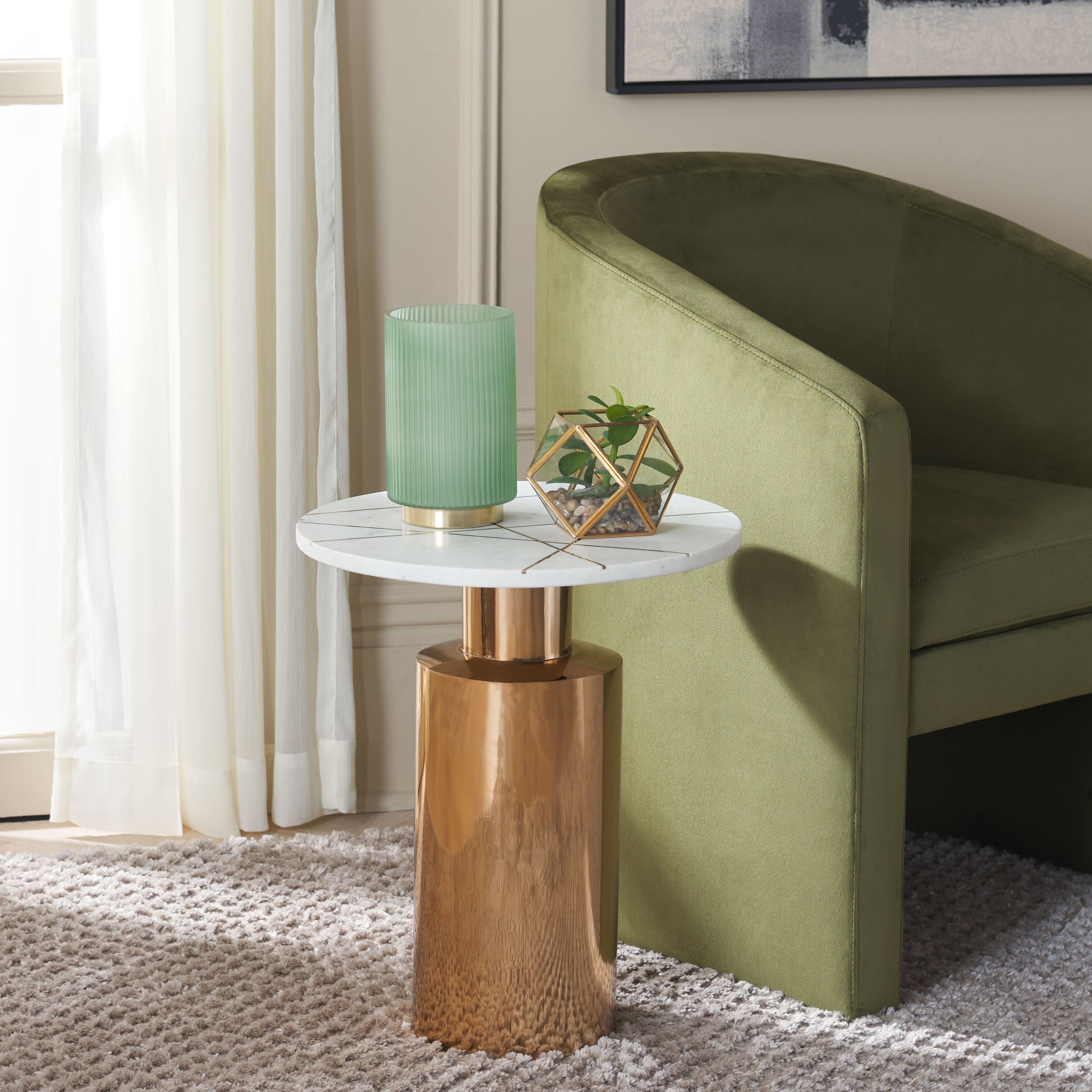 Safavieh Capucine Side Table, ACC5501 - Copper Marble  / Copper