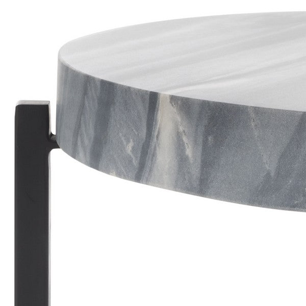 Safavieh Gustavia Round Accent Table, ACC9805 - Grey Marble / Black 