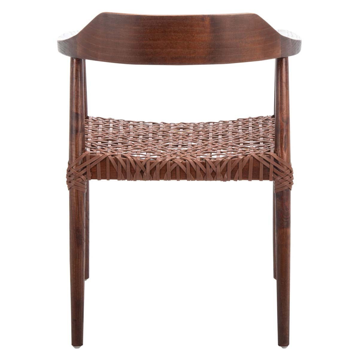 Safavieh Munro Leather Woven Accent Chair, ACH1005 - Walnut / Cognac