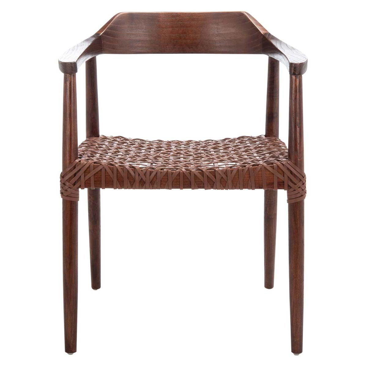 Safavieh Munro Leather Woven Accent Chair, ACH1005 - Walnut / Cognac