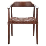 Safavieh Munro Leather Woven Accent Chair, ACH1005 - Walnut / Cognac