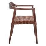 Safavieh Munro Leather Woven Accent Chair, ACH1005 - Walnut / Cognac