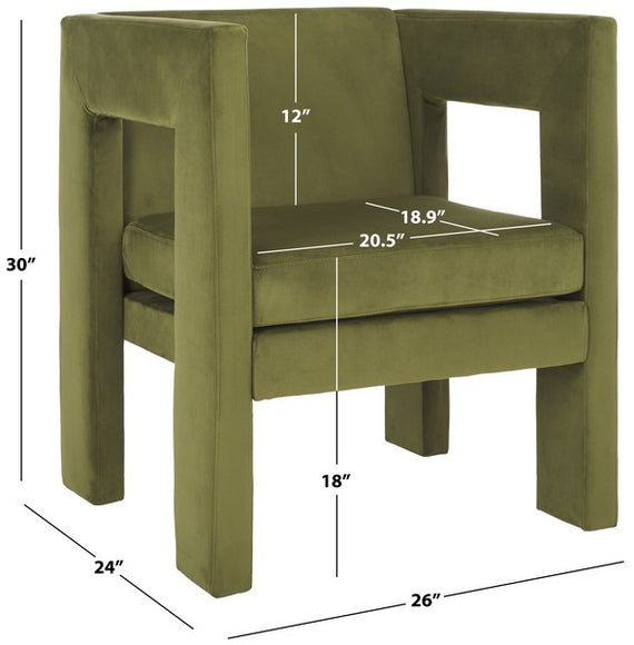 Safavieh Vidar Accent Chair, ACH4013 - Olive Green Velvet