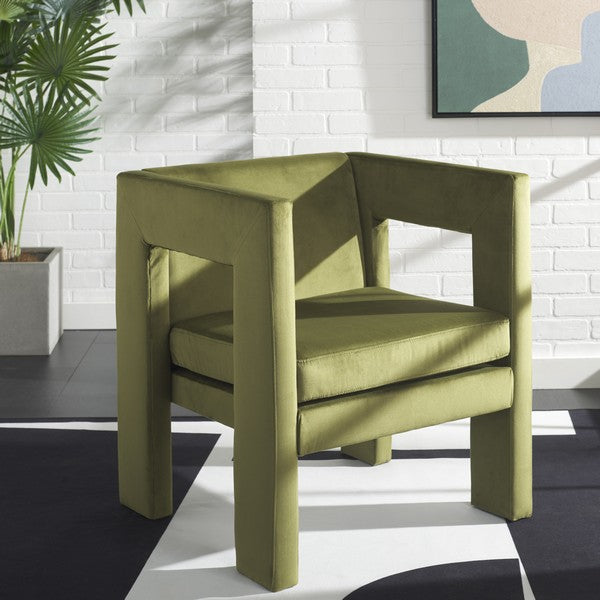 Safavieh Vidar Accent Chair, ACH4013 - Olive Green Velvet