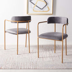 Safavieh Camille Side Chair (Set of 2), ACH6201 - Dark Grey Velvet Gold