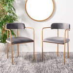 Safavieh Camille Side Chair (Set of 2), ACH6201 - Dark Grey Velvet Gold