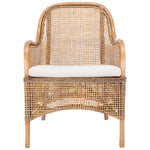 safavieh charlie rattan accent chair with cushion, ach6514 - Dark Natural/White