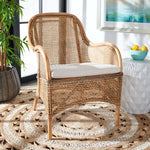 safavieh charlie rattan accent chair with cushion, ach6514 - Dark Natural/White