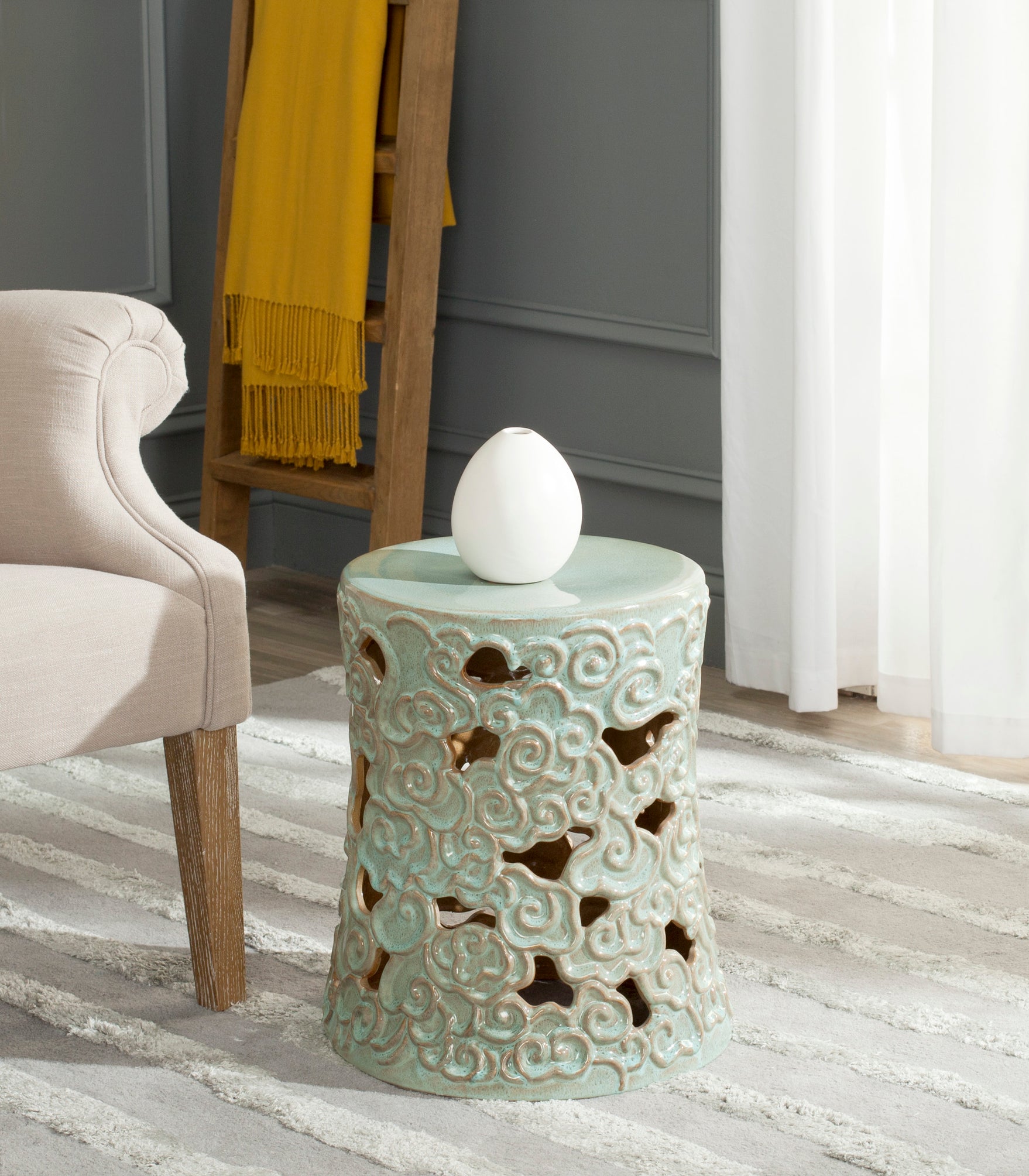 Safavieh Cloud Garden Stool, ACS4519 - Reactive Aqua