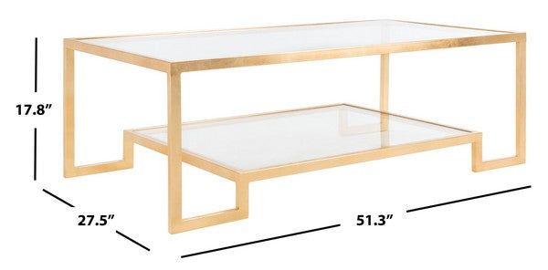 Safavieh Vivian Rectangle Gold Leaf Coffee Table, AMH8344 - Gold