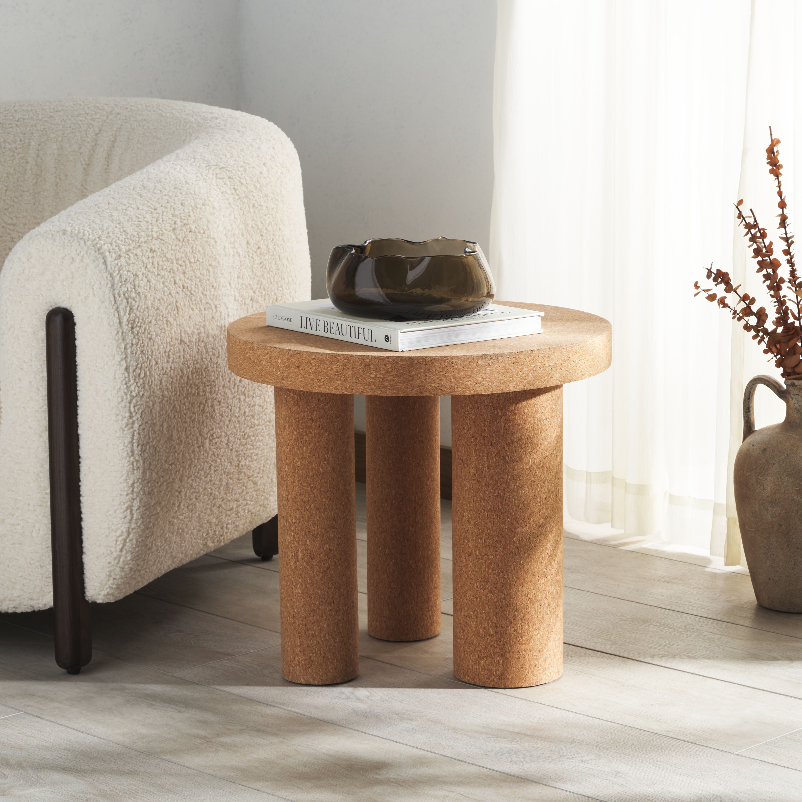 Safavieh Couture Gilligan Cork 3 Leg Accent Table, AMH8355 - Cork