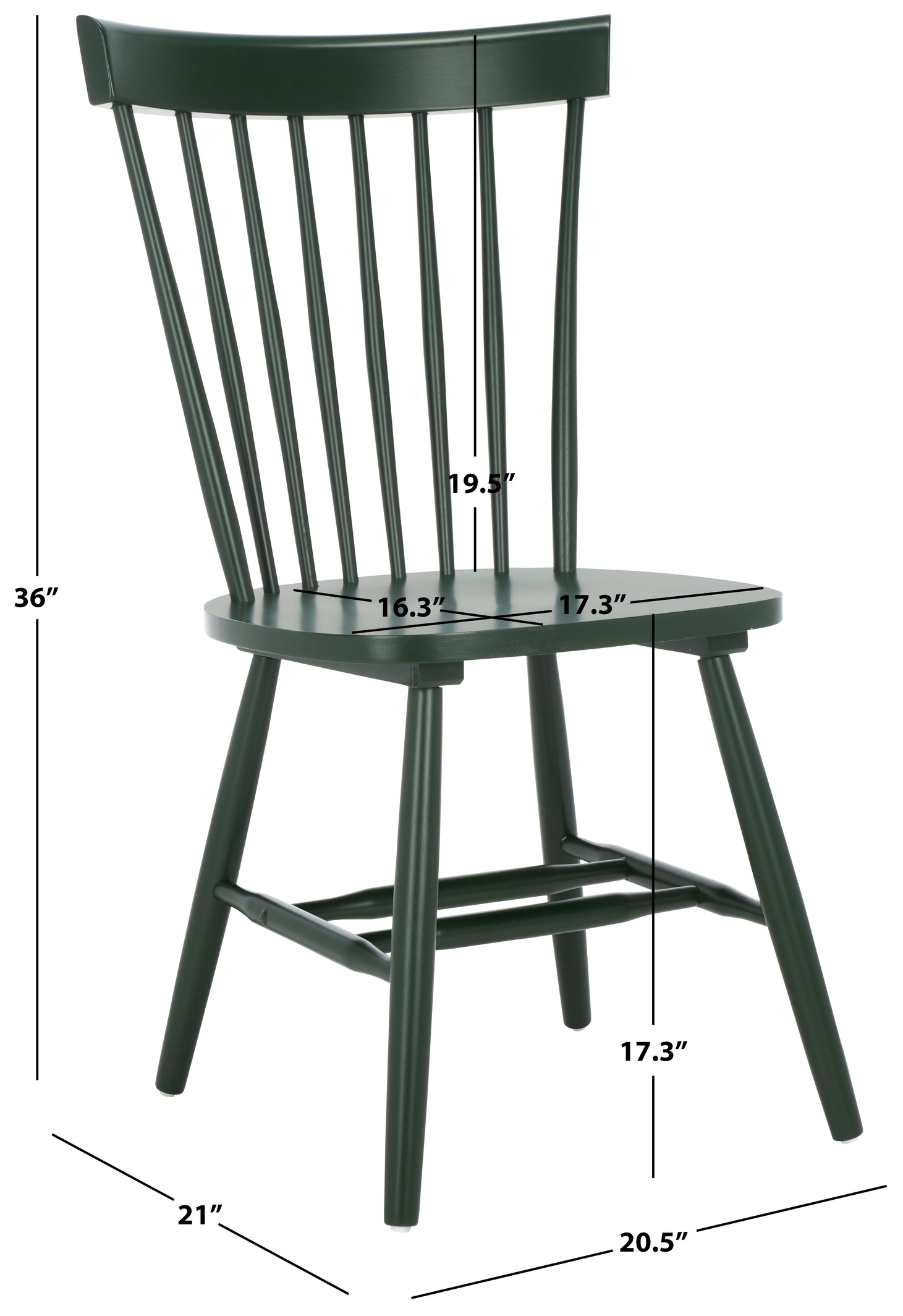 Safavieh Parker 17''H Spindle Dining Chair (Set Of 2), AMH8500 -Garden Green