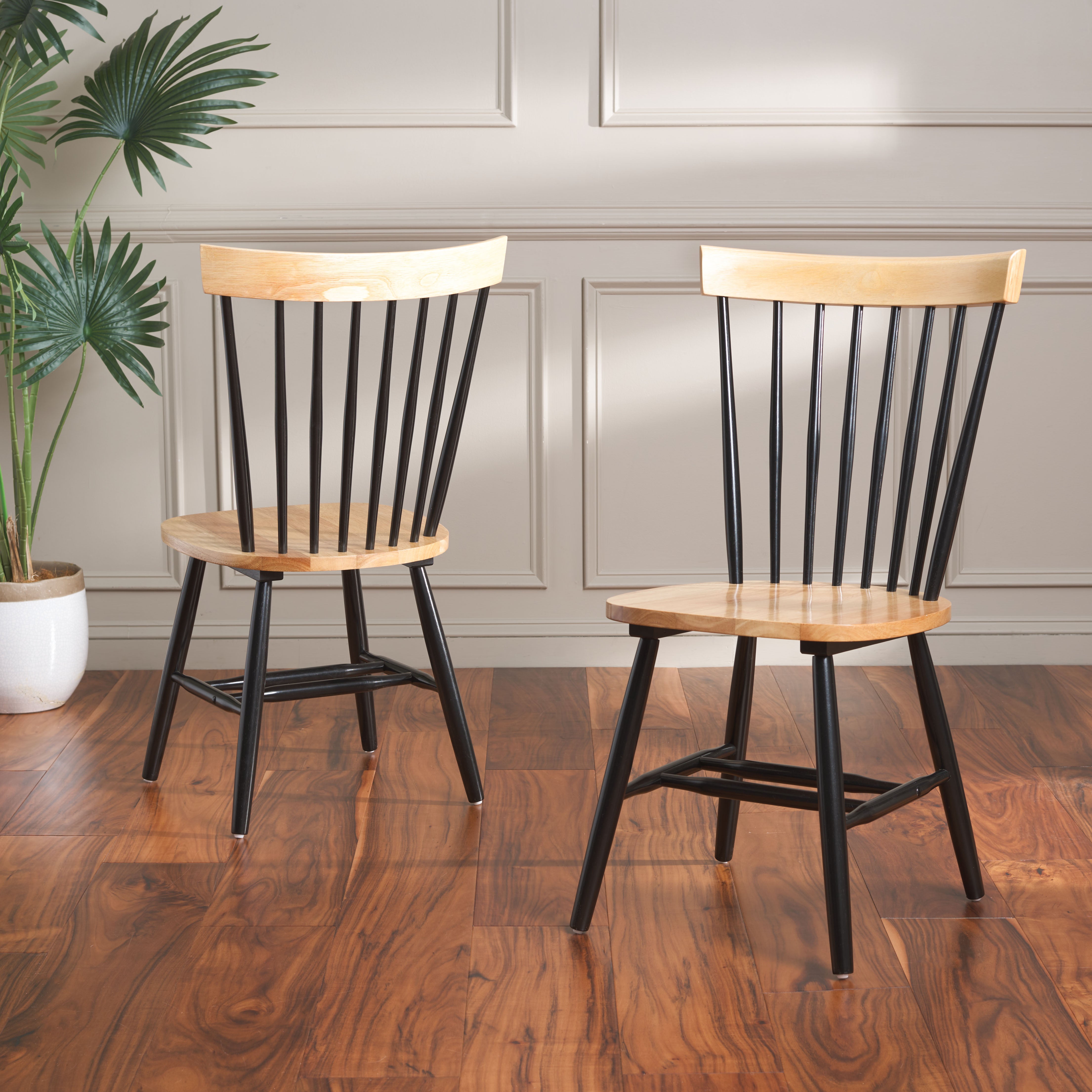 Safavieh Parker 17''H Spindle Dining Chair (Set Of 2), AMH8500 - Natural / Black