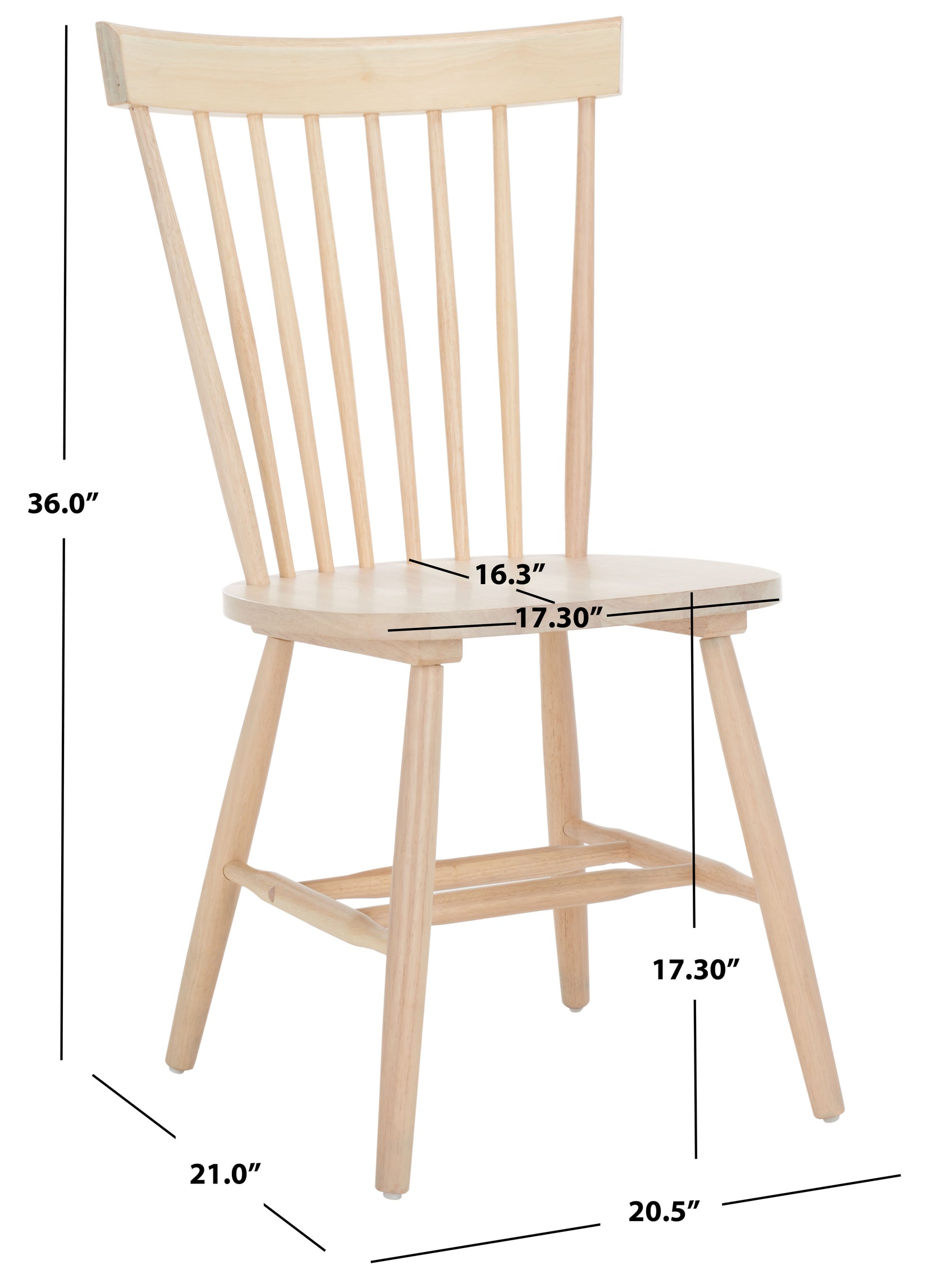 Safavieh Parker 17''H Spindle Dining Chair (Set Of 2), AMH8500 - White Washed