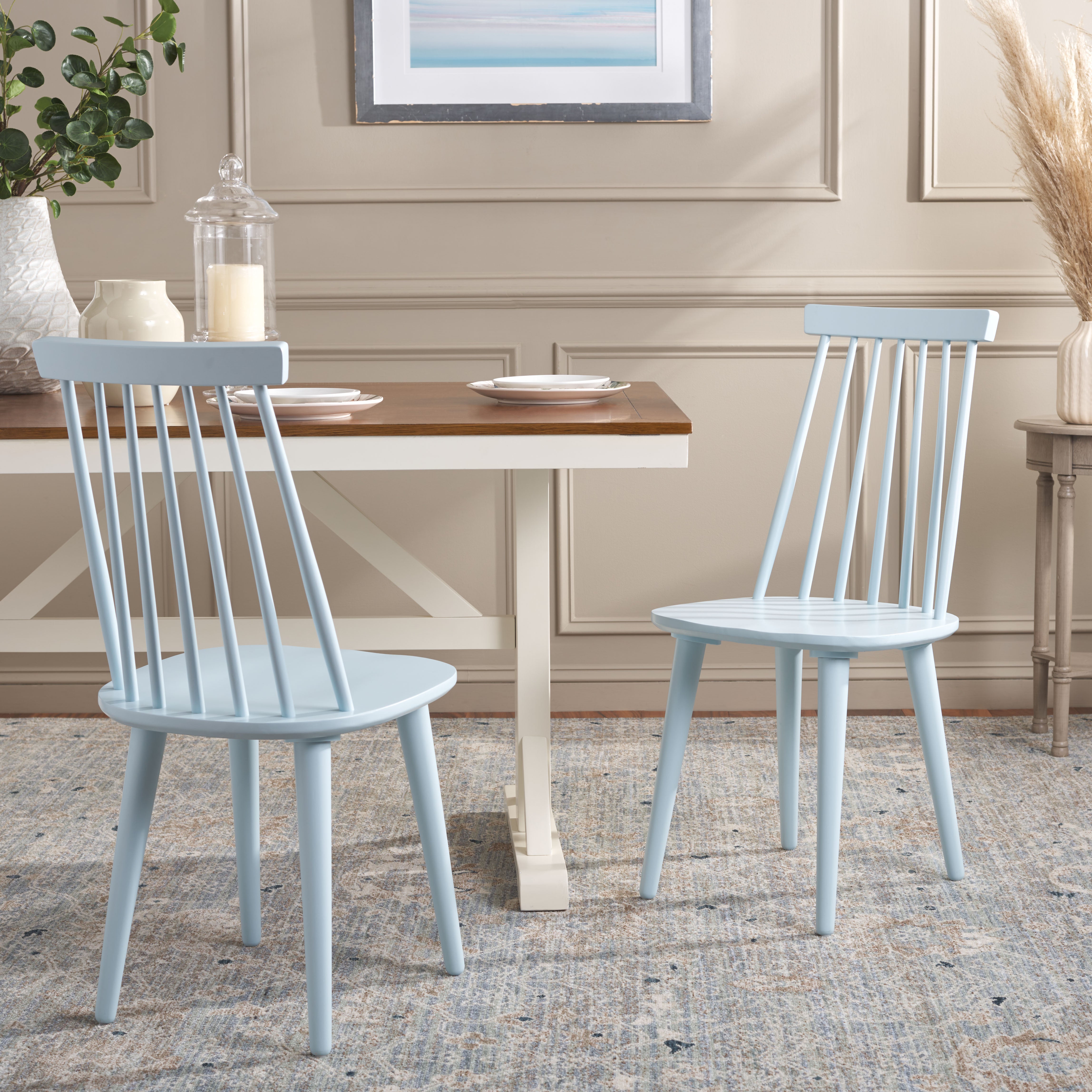 Safavieh Burris 17''H Spindle Side Chair (Set of 2), AMH8511 - Pale Blue