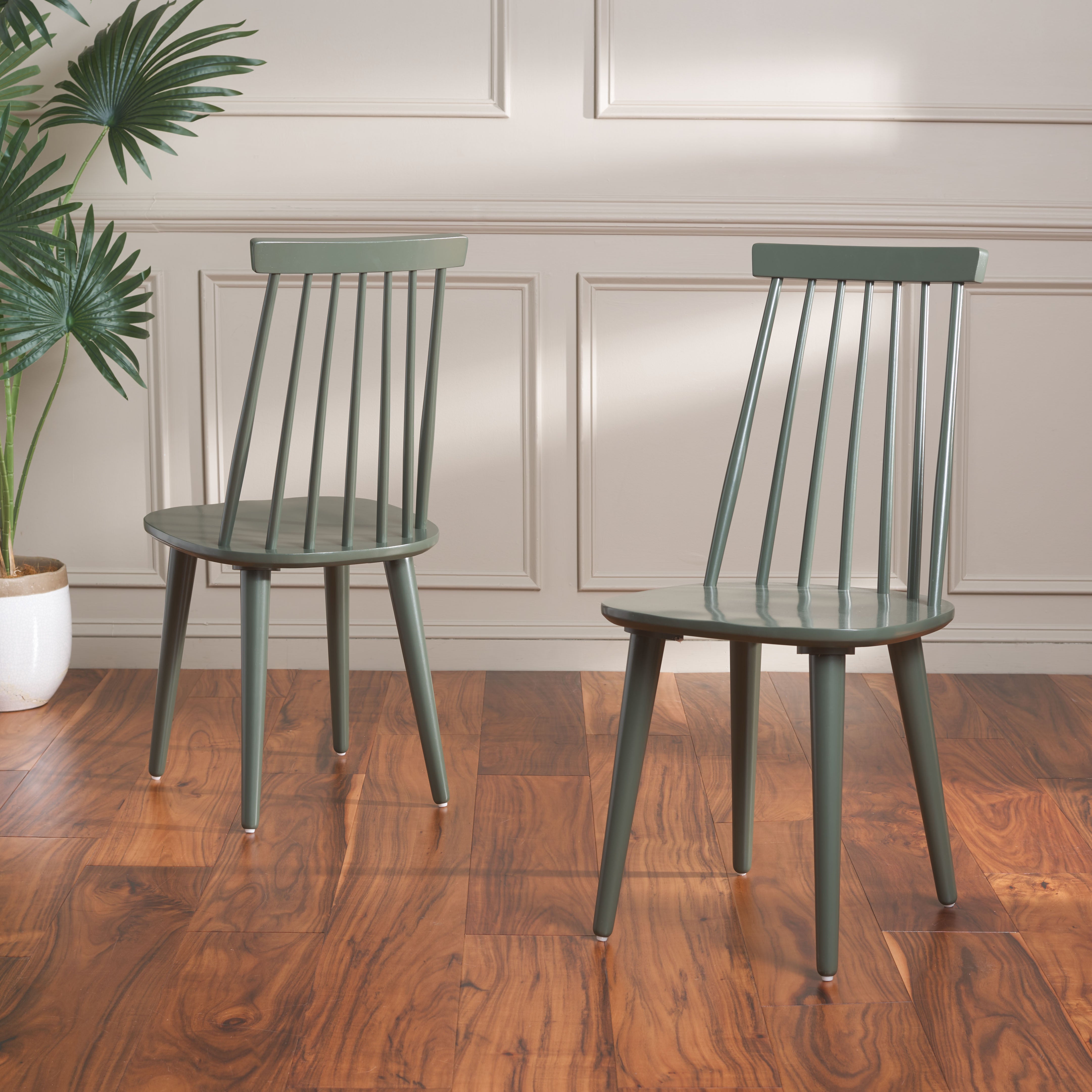 Safavieh Burris 17''H Spindle Side Chair (Set of 2), AMH8511 - Dusty Green