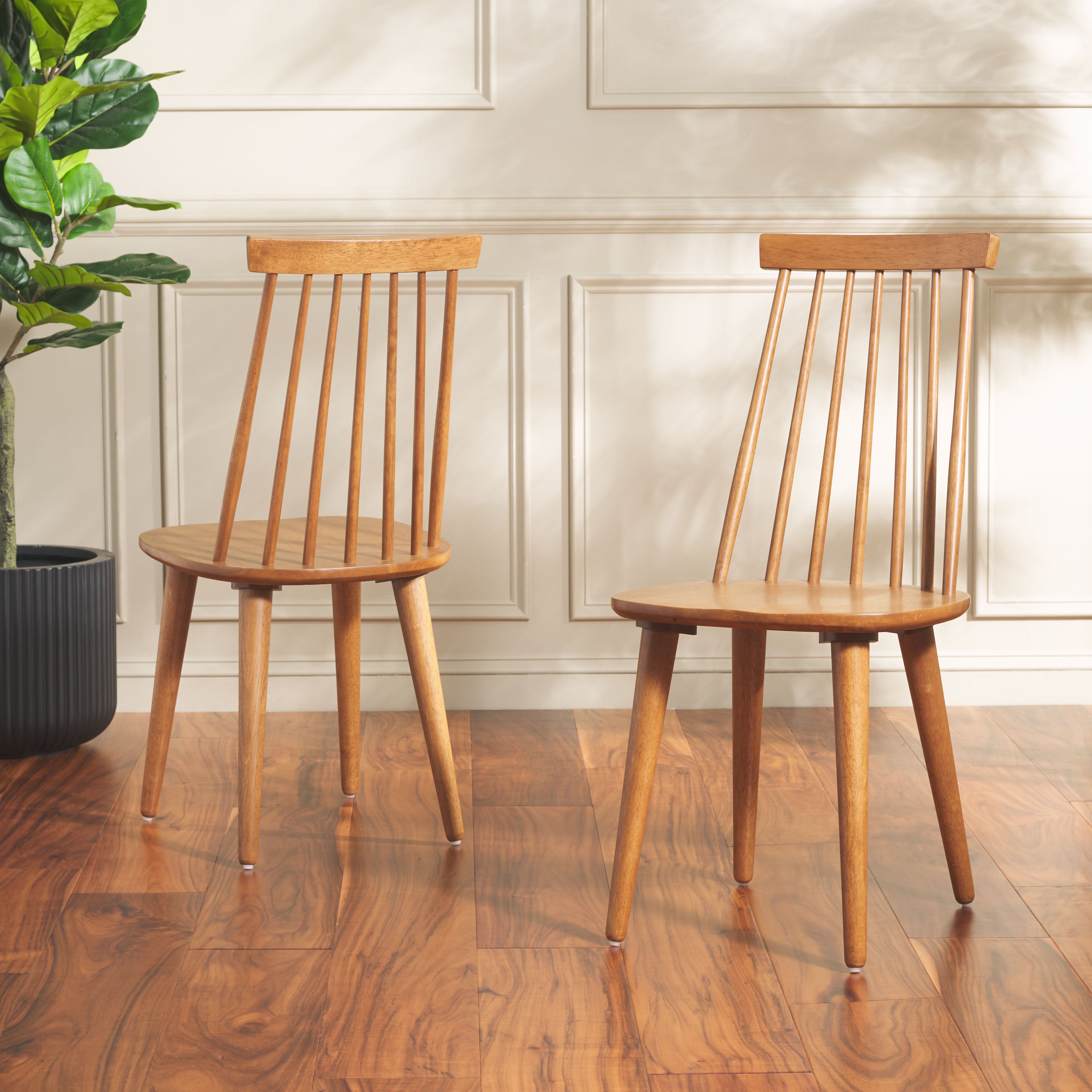 Safavieh Burris 17''H Spindle Side Chair (Set of 2), AMH8511 - Honey