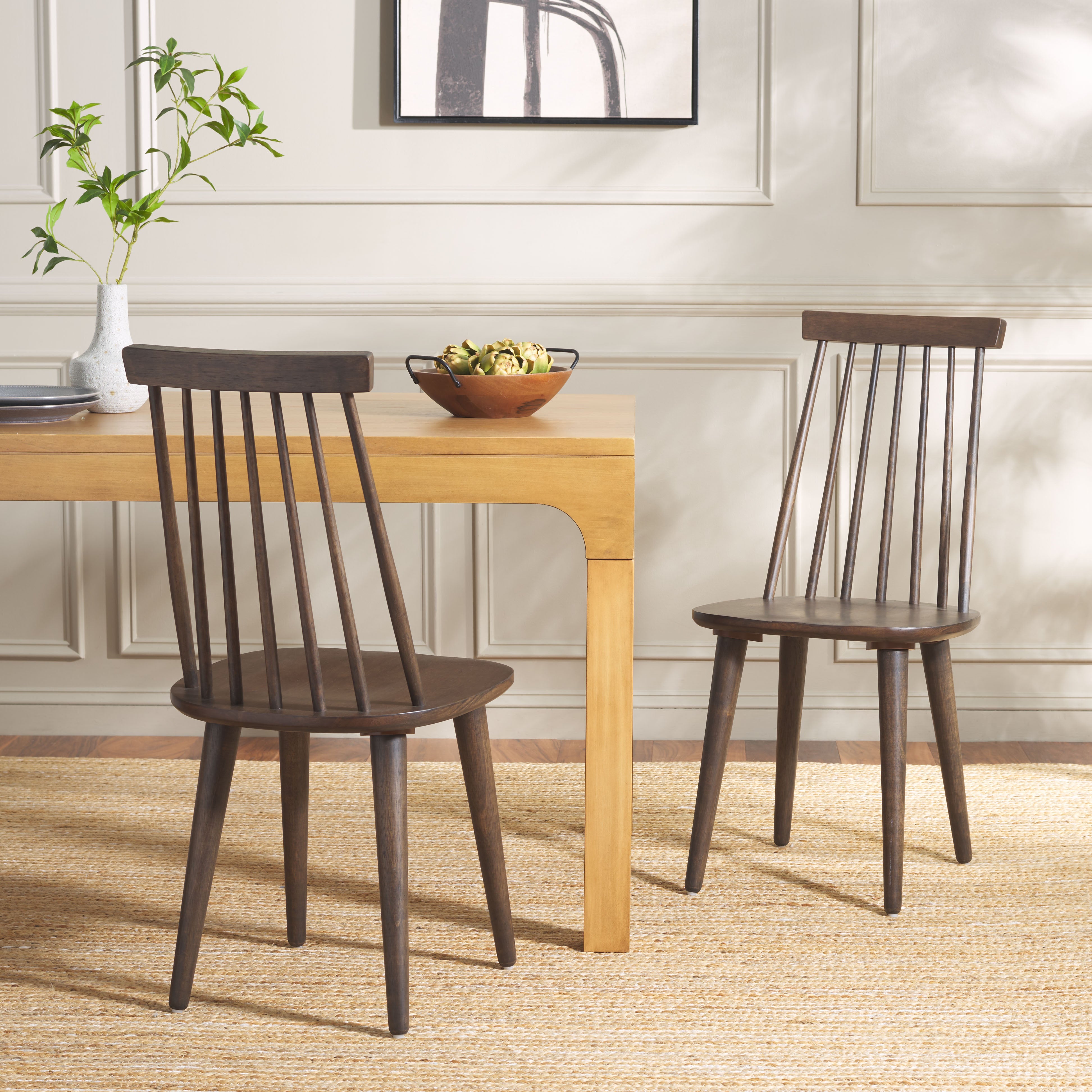 Safavieh Burris 17''H Spindle Side Chair (Set of 2), AMH8511 - Walnut