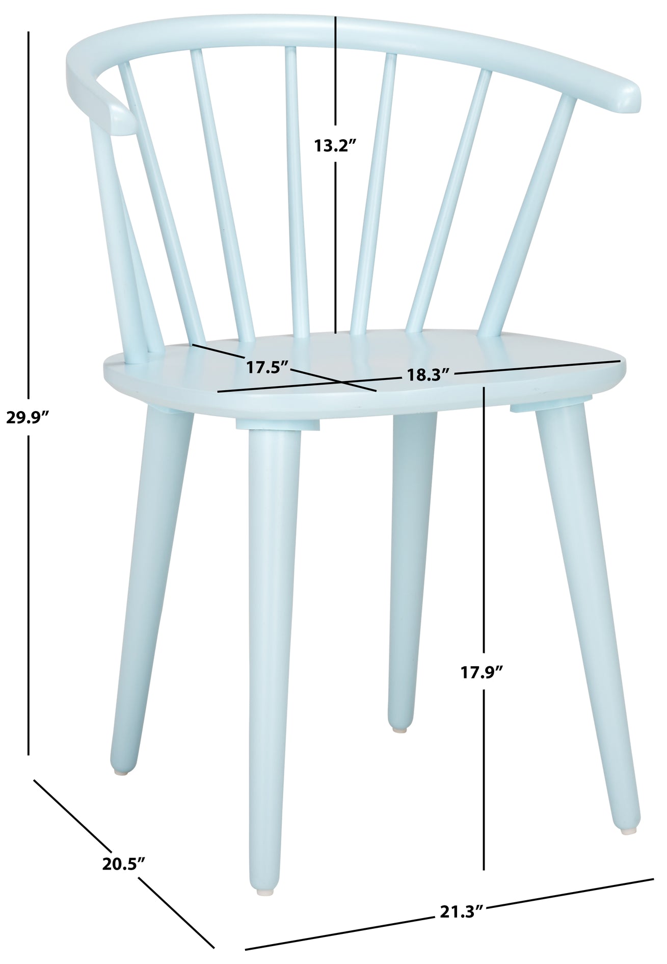 Safavieh Blanchard 18''H Curved Spindle Side Chair (Set of 2), AMH8512 - Pale Blue