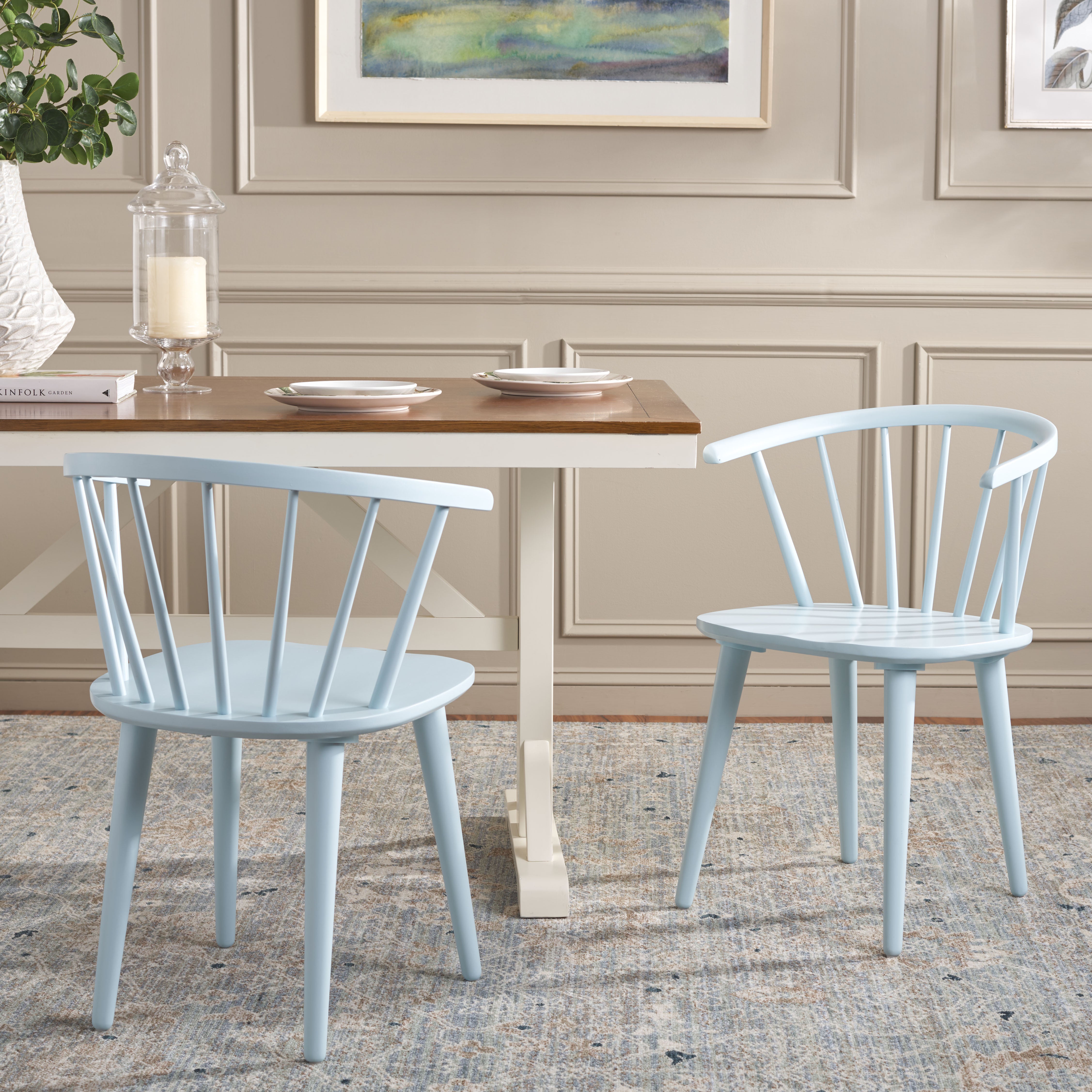 Safavieh Blanchard 18''H Curved Spindle Side Chair (Set of 2), AMH8512 - Pale Blue