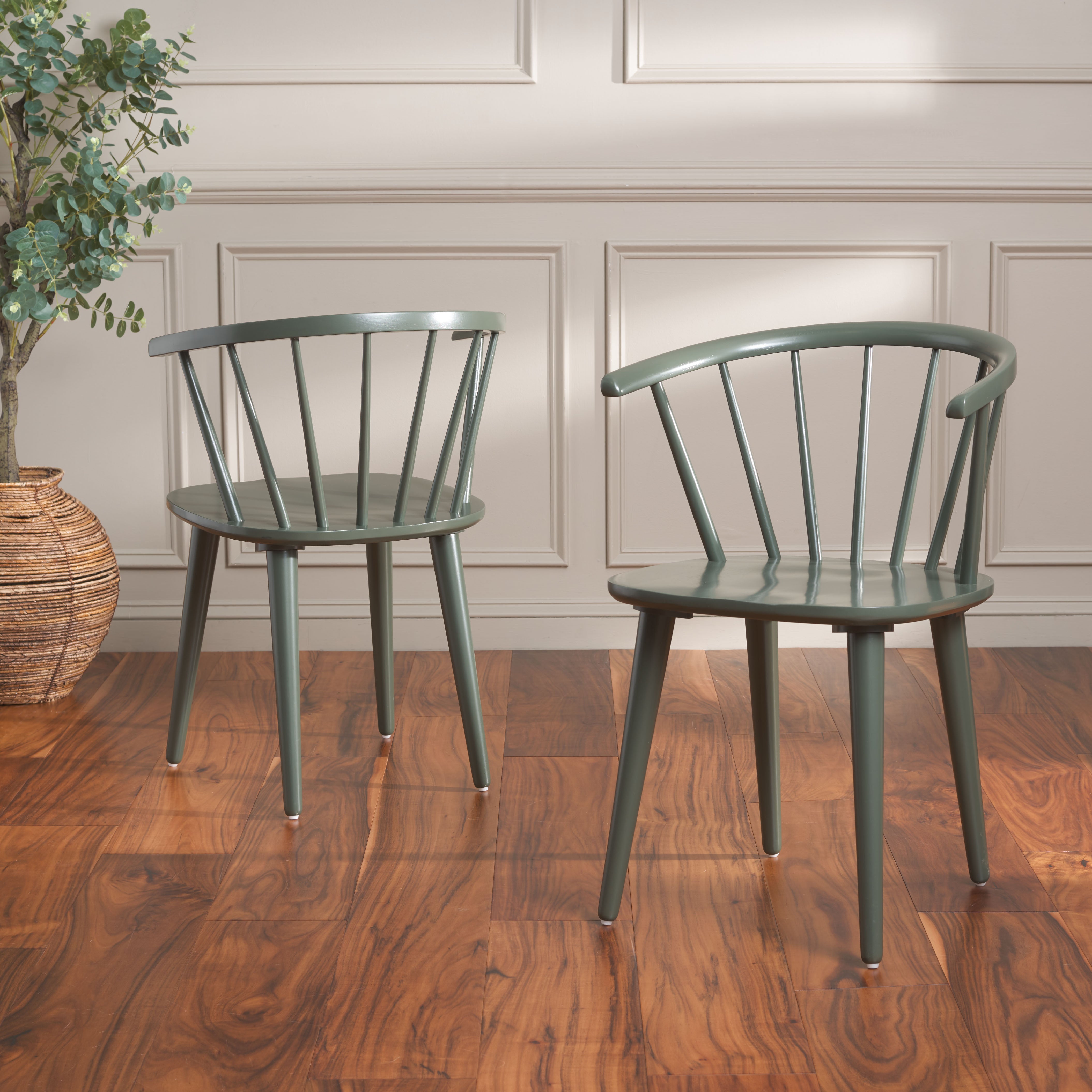 Safavieh Burris 17''H Spindle Side Chair (Set of 2), AMH8511 - Dusty Green