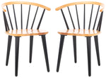 Safavieh Blanchard 18''H Curved Spindle Side Chair (Set of 2), AMH8512 - Natural / Black