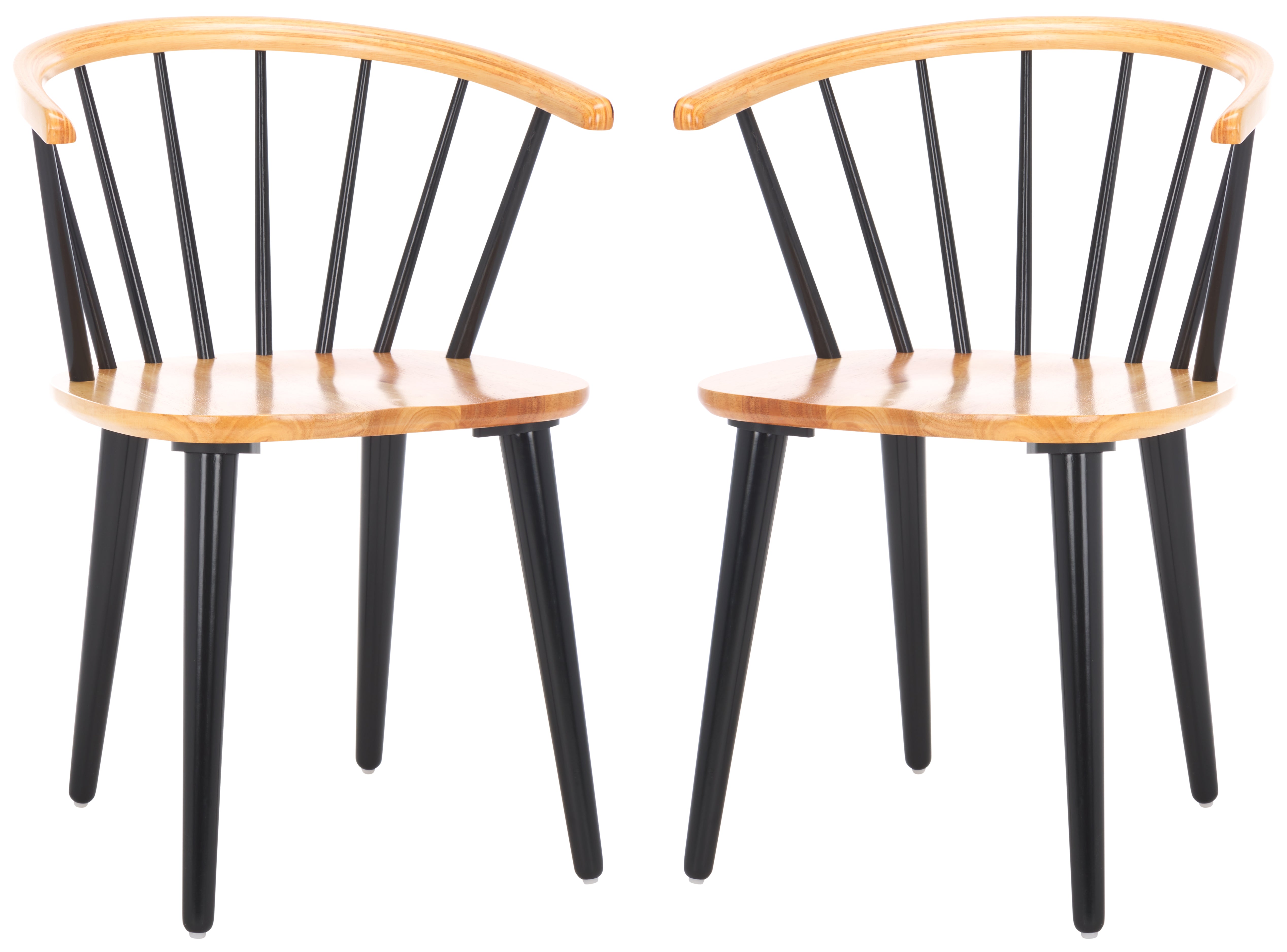 Safavieh Blanchard 18''H Curved Spindle Side Chair (Set of 2), AMH8512 - Natural / Black