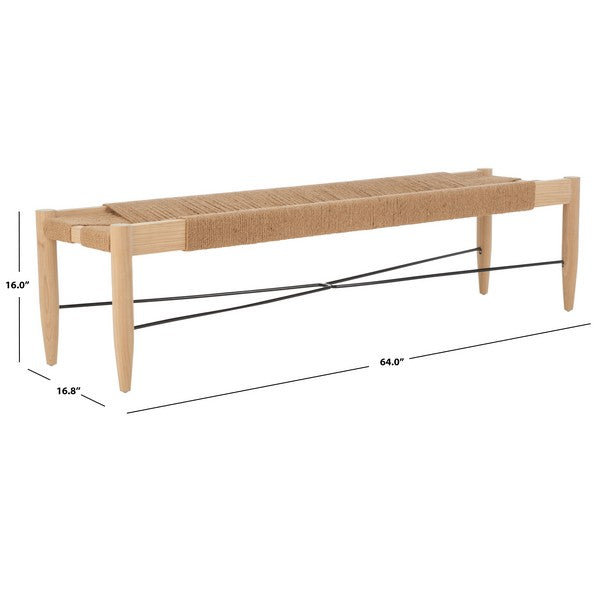 Safavieh Arcana Jute Bench , BCH1002 - Natural  / Light Natural / Black