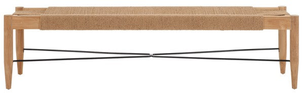 Safavieh Arcana Jute Bench , BCH1002 - Natural (Jute Rope) / Natural (Teak Wood) / Black (Metal)