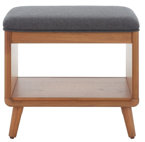 Safavieh Solo Open Shelf Bench W/ Cushion, BCH5001 - Dark Grey / Natural