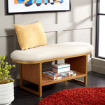 Safavieh Iona Open Shelf Bench W/Cushion, BCH5002 - Cream / Walnut 