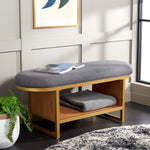 Safavieh Iona Open Shelf Bench W/Cushion, BCH5002 - Dark Grey / Walnut 