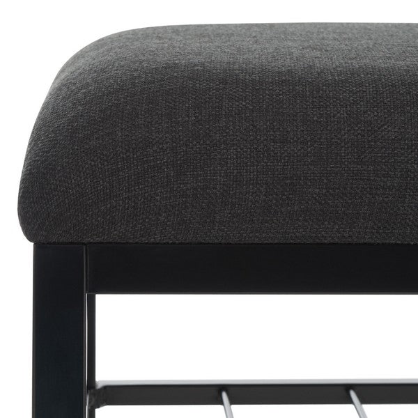 Safavieh Milligan Open Shelf Bench W/ Cushion, BCH5003 - Black / Black  