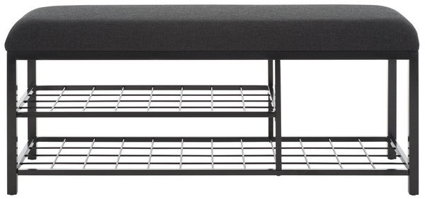 Safavieh Milligan Open Shelf Bench W/ Cushion, BCH5003 - Black / Black  