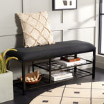 Safavieh Milligan Open Shelf Bench W/ Cushion, BCH5003 - Black / Black  