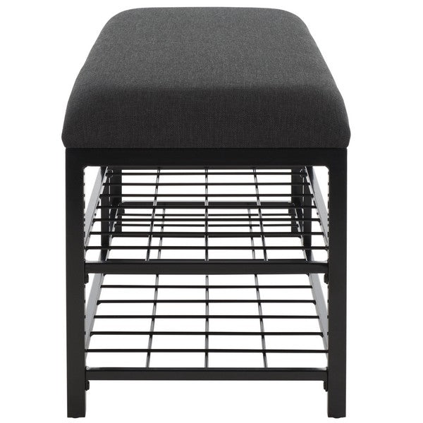 Safavieh Milligan Open Shelf Bench W/ Cushion, BCH5003 - Black / Black  