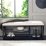 Safavieh Milligan Open Shelf Bench W/ Cushion, BCH5003 - Cream / Black  