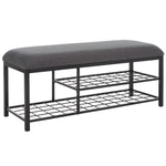 Safavieh Milligan Open Shelf Bench W/ Cushion, BCH5003 - Dark Grey / Black  