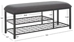 Safavieh Milligan Open Shelf Bench W/ Cushion, BCH5003 - Dark Grey / Black  